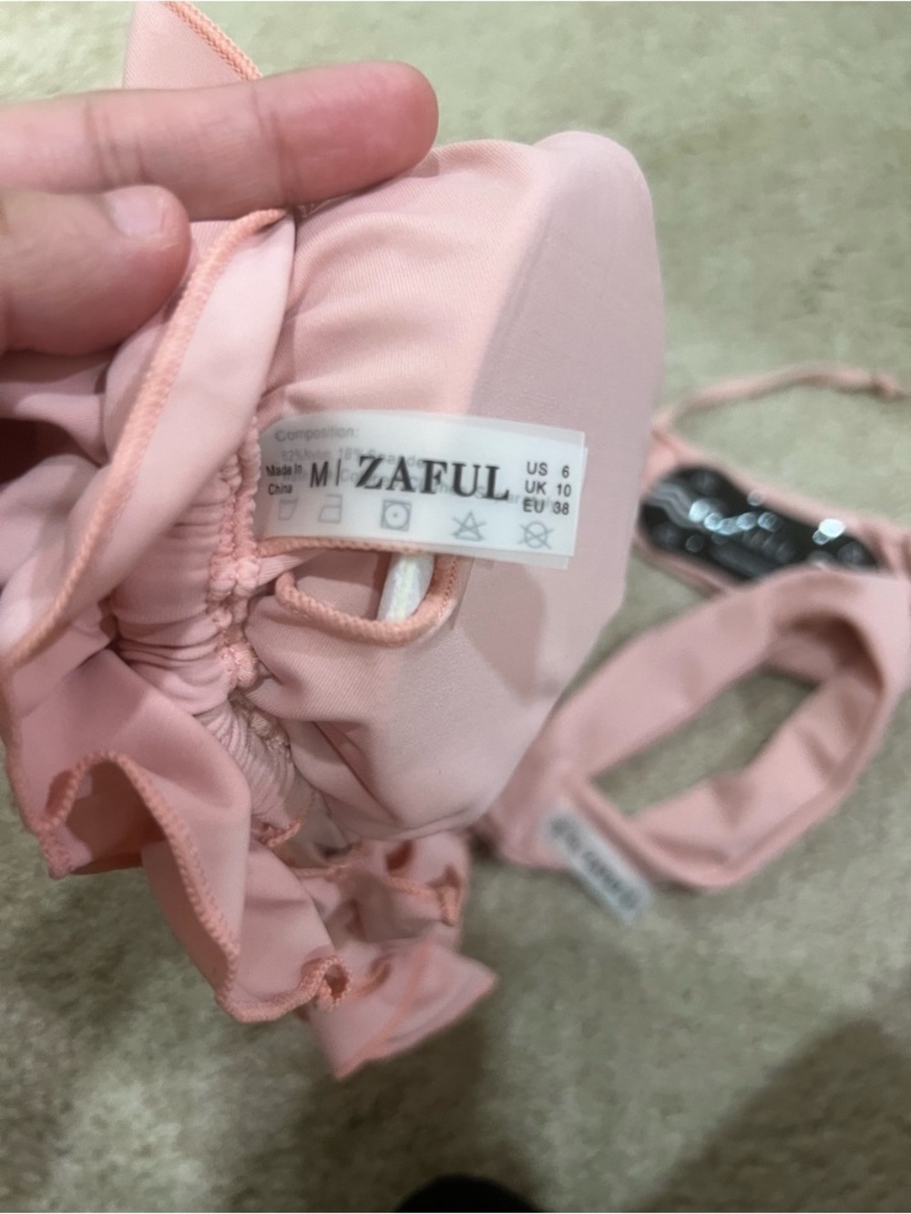 Zaful Light Pink Ruffled Triangle Bikini Set - Picture 3 of 3